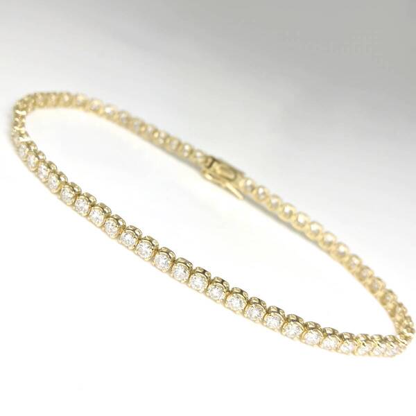 最高品質3.00ct 天然ダイヤモンド K18 テニスブレスレット