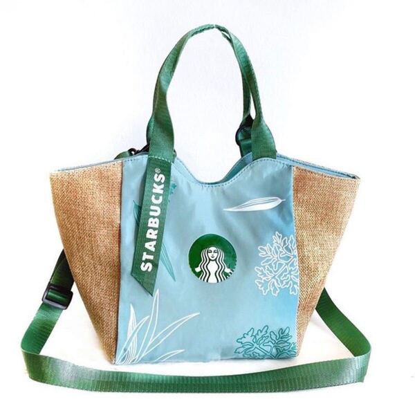 新品スターバックス スタバトートバッグ 海外限定 ハンドバッグ 2WAY スカイブルーSTARBUCKSブルー