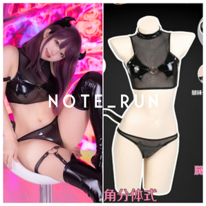 【msss】PU素材 歪萌舎 サキュバス セパレートタイプ メッシュ ニーハイ