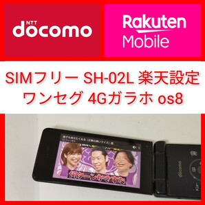 SIMフリー SH-02L 楽天モバイル設定済 4Gガラホ ワンセグ シャープ OS8 ドコモ wi-fi テザリング sharp docomo 折り畳み携帯電話