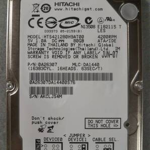 80GB HITACHI HTS421280H9AT00 4200回転 ATA100 2.5インチ 9.5mm IDE ② ジャンク品 JUNK