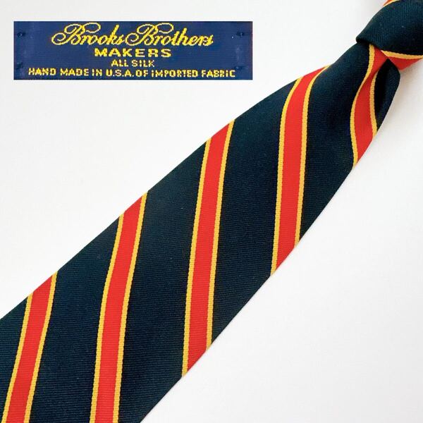 788 ブルックスブラザーズ brooks brothers ネクタイ ビジネス ストライプ レジメンタル 赤紺色 ヴィンテージ 美品 米国製 シルク