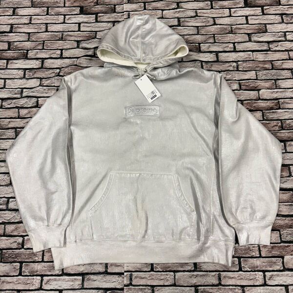 新品★SUPREME×MM6 Maison Margiela シュプリーム×エムシックス★24SS Foil Box Logo Hooded Sweatshirt ボックスロゴスウェットパーカー