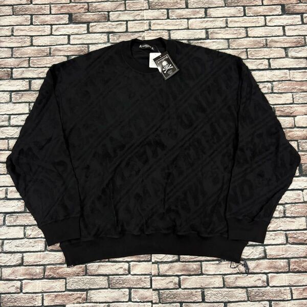 新品★MASTERMIND JAPAN マスターマインドジャパン★MJ24E12-SW041-011 パイルロゴラインクルーネックスウェットカットソー
