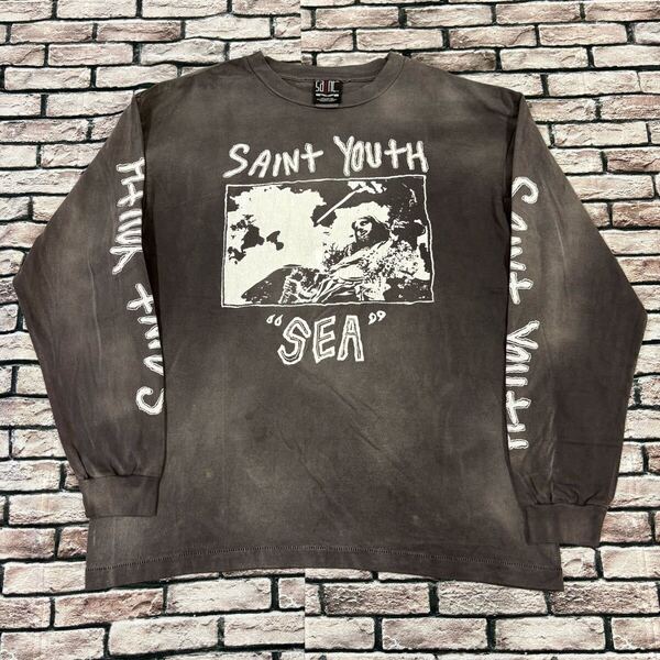 美品★SAINT MICHAEL×WIND AND SEA セントマイケル×ウィンダンシー★21AW SM-A21-0000-061 SAINT YOUTHロングスリーブTシャツ カットソー