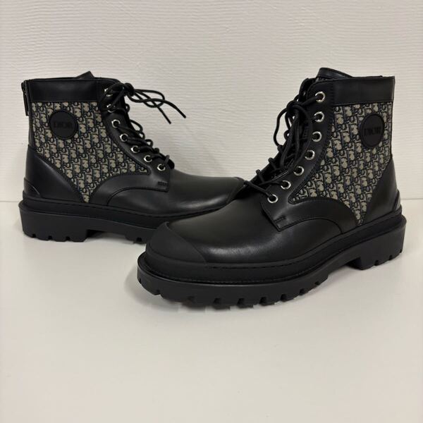 新品★DIOR ディオール★NV 05 21 オブリークジャガードバックジップレザーコンバットブーツ