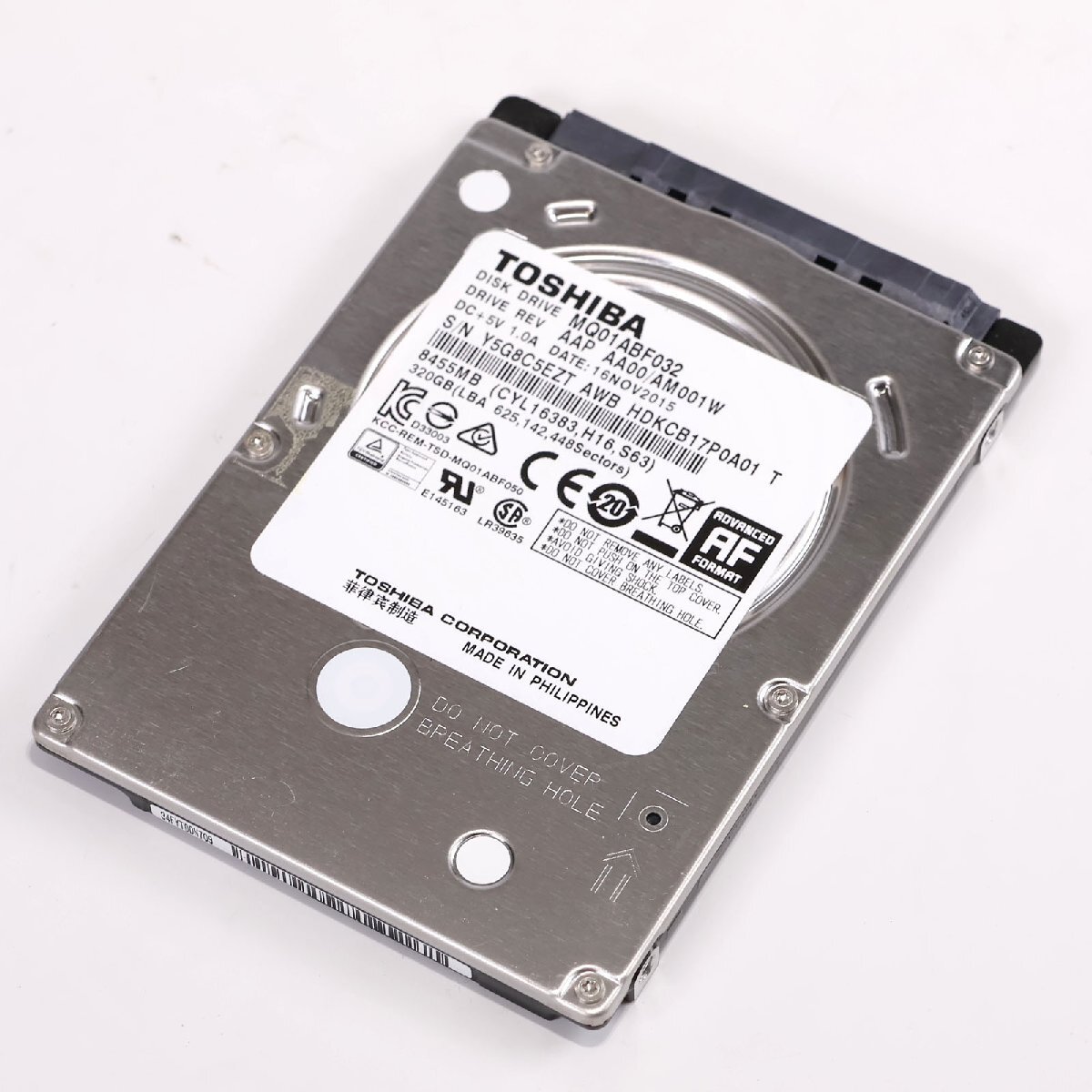 (中古)動作未確認ハードディスク 320GB TOSHIBA 2.5インチ MQ