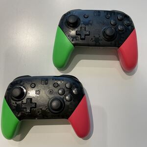 【J-1232】 Nintendo Switch 純正 プロコン Proコントローラー HAC-013 スプラトゥーン2エディション 2つセット