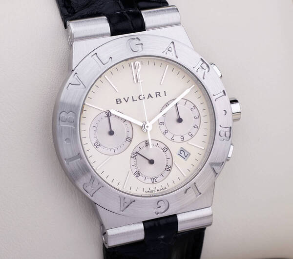美品 ブルガリ ディアゴノ クロノ ホワイト CH35S メンズ Bvlgari