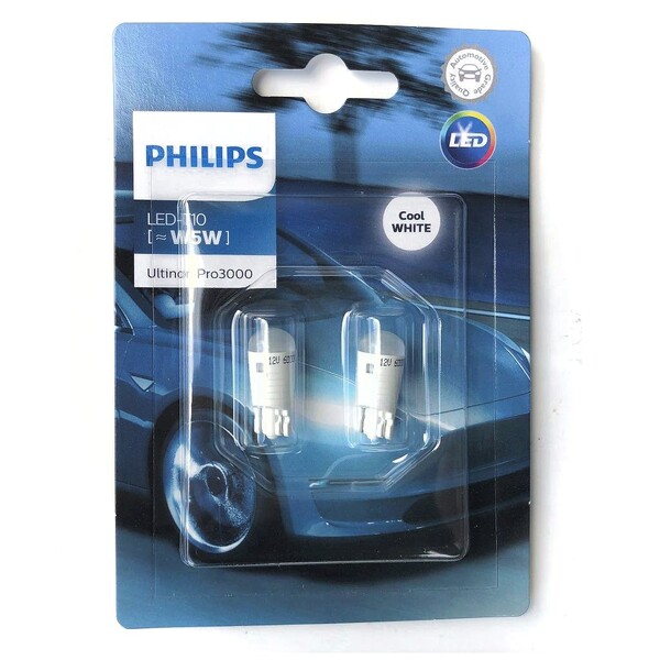 【 ゆうパケポスト発送 日本正規品 】PHILIPS フィリップス Ultinon Pro3000 LED T10 ウェッジ クールホワイト 6000K 11961U30CWB2