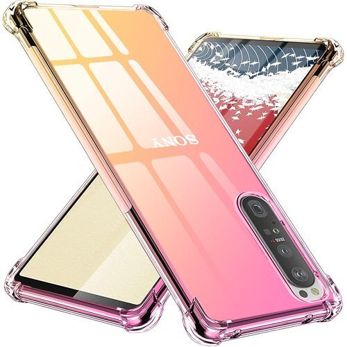 TMUJWS Xperia 1III ケース シリコン 擦り傷防止 人気 携帯カバー ピンク+金 MZ75-35 490