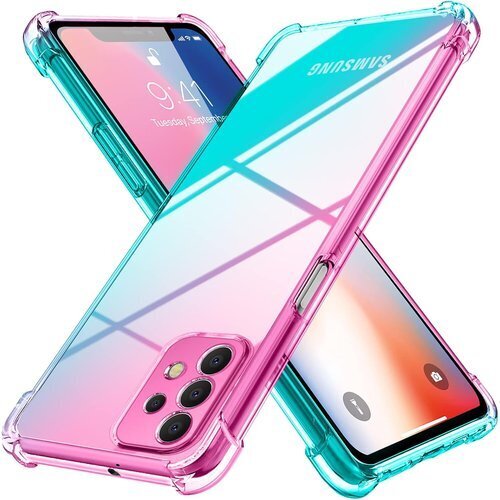Galaxy A53 5G ケース クリア 薄型 グラ 携帯カバー ピンク/グリーン MD-JBK-015-02 600