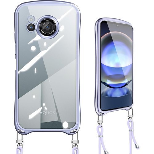 AQUOS R8 ケース クリア ショルダー R8 S いい メッキ加工 アクオス スマホケース R8 パープル 664