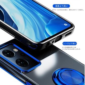 Kawa OPPO Reno9 A ケース リング O ス ソフトメッキ加工 取り出し易い 背面クリア ブラック 669