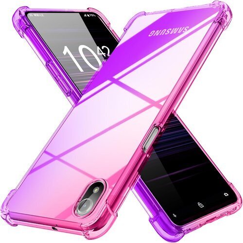 Galaxy A23 5G 用 ケース クリア SCG 用 携帯カバー ピンク/紫 MD-JBK-025-05 876