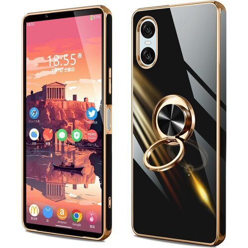 xperia 10VI ケース リング SO-52E 耐衝撃 車載ホルダー Xperia 10 VIブラック 944