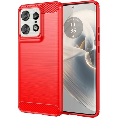 Moahsiuny For Moto Edge 50 護カバー 指紋防止 耐衝撃 TPUシリコーン素材 レッド 1043