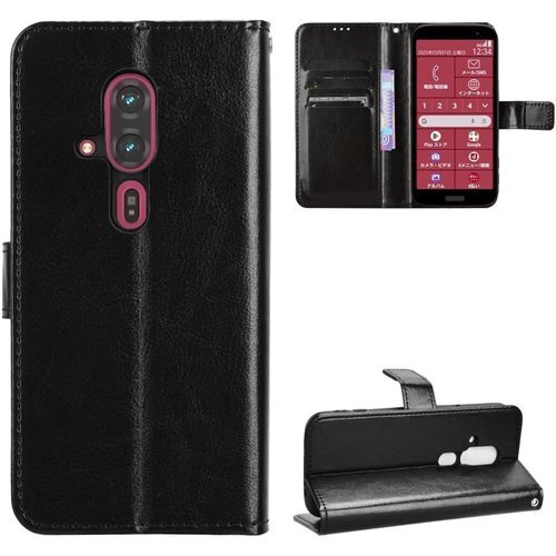 For FCNT らくらくスマートフォン F-53E らくスマートフォン F-53E 手帳型 ケース ブラック 1190