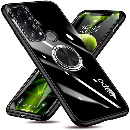 OPPO Reno5 A ケース リング クリア 透明 オッポ リノ5 A カバー 黒 W-DDYX-07-01 136