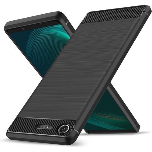 Xperia XZ1 ケース 耐衝撃 シリコン 炭素繊 01K SOV36 スマートフォンケース 黒 LS-46 196