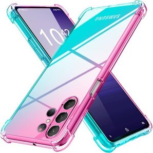 Galaxy S22 Ultra ケース クリア 薄型 携帯カバー ピンク/グリーン MD-JBK-010-02 294