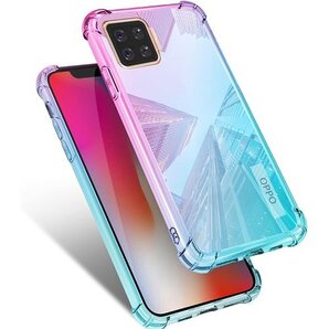 OPPO A73 ケース クリア 耐衝撃 薄型 グラデ き スリム ピンク/グリーン MJJ-1044-30-2 80