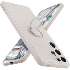 Galaxy S22 ultra ケース リング 耐衝 一体型 カバー ベージュ白Q08005-s22u-04 128