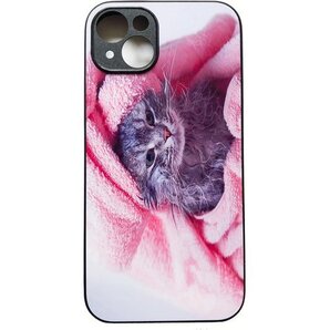 iPhone15Plus用オリジナルケース 毛布の中の猫 244