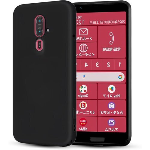 For FCNT らくらくスマートフォン F-53E バー 艶消し 保護カバー スマホケース マット・ブラック 645