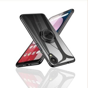 Kawa Galaxy A23 5G ケース リング ス ソフトメッキ加工 取り出し易い 背面クリア ブラック 143
