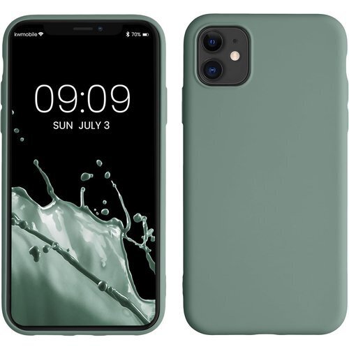 kwmobile スマホケース Apple iPhon - 極薄 TPU シリコン マイクロファイバー 雨洗い緑 232