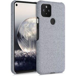 kwmobile Google Pixel 5対応 ケ - 布 スマホケース ファブリック カバー ライトグレー 77