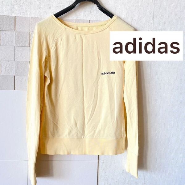 タディダス レディース S~M 長袖 トップス ロンT Tシャツ イエロー adidas