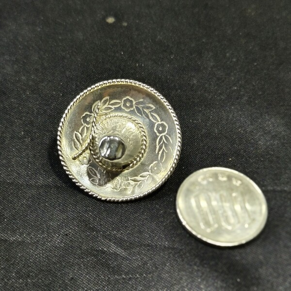 925銀メキシカンジュエリー ソンブレロ 銀バッチ ブローチ コレクター放出美品