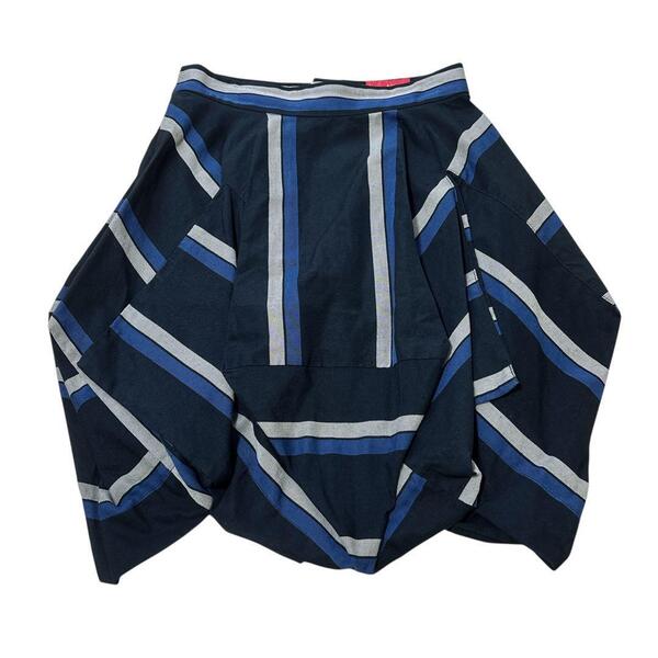 ヴィヴィアンウエストウッド レッドレーベル VIVIENNE Westwood RED LABEL 変形 コットン リネン スカート オーブ ストライプ 1 ネイビー