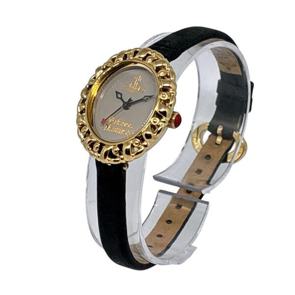 美品 稼働品 ヴィヴィアンウエストウッド VIVIENNE Westwood 腕時計 ロココ Rococo オーブ ハート秒針 VV005SMBK ゴールド グレー文字盤
