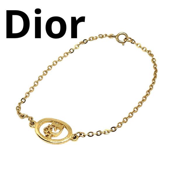 美品 クリスチャンディオール Christian Dior チェーン ブレスレット CD ロゴ ゴールド 金色 アクセサリー
