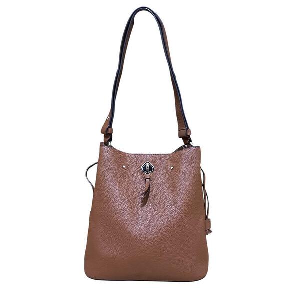極美品 ケイトスペード KATE SPADE 2WAY マーティ ラージ バケット レザー ショルダーバッグ ワンショルダーバッグ ロゴ ブラウン 茶色