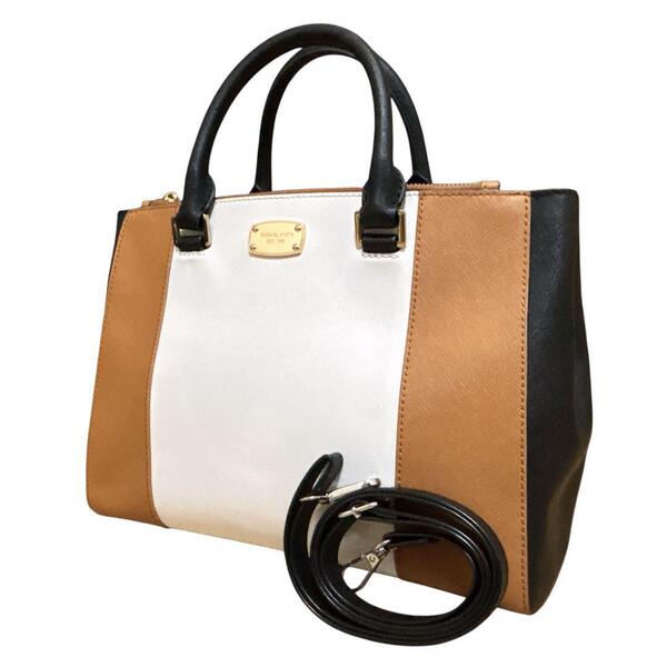 極美品 MICHAEL KORS マイケルコース 2way ハンドバッグ ショルダーバッグ サフィアーノ レザー A4サイズ収納可能 大容量 バイカラー