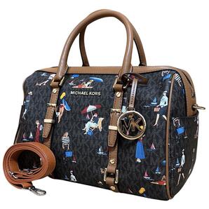 極美品 MICHAEL KORS マイケルコース ジェット セット ガールズ Jet Set Sailor Girls 2way ボストンバッグ ハンドバッグ ロゴ 総柄 PVC