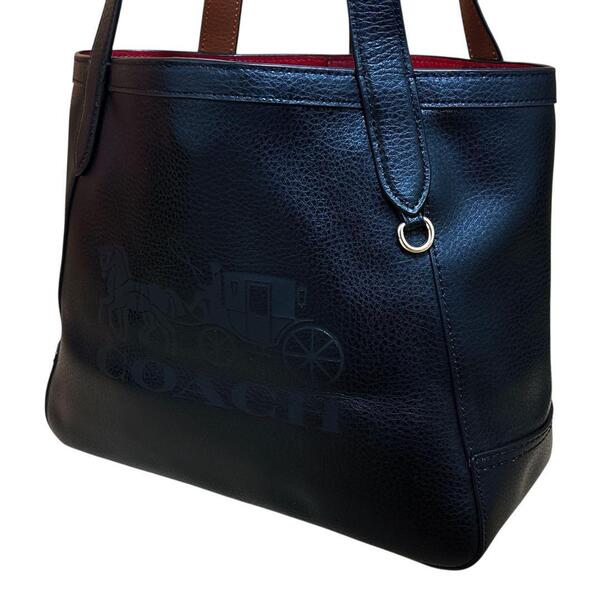 極美品 コーチ COACH トートバッグ ショルダーバッグ ホースアンドキャリッジ C4062 レザー ロゴ 型押し 肩掛け 黒 ブラック