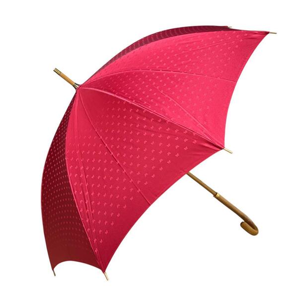 極美品 森英恵 ハナエモリ HANAE MORI 傘 長傘 雨傘 バタフライ 蝶々 総柄 晴雨兼用 8本骨 赤 レッド レディース
