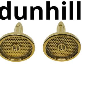 高級感 dunhill ダンヒル ロゴ ゴールド カフスボタン 金色 丸型 カフス