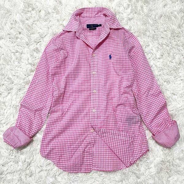 RALPH LAUREN ラルフローレン 長袖シャツ M コットン ピンク ギンガムチェック