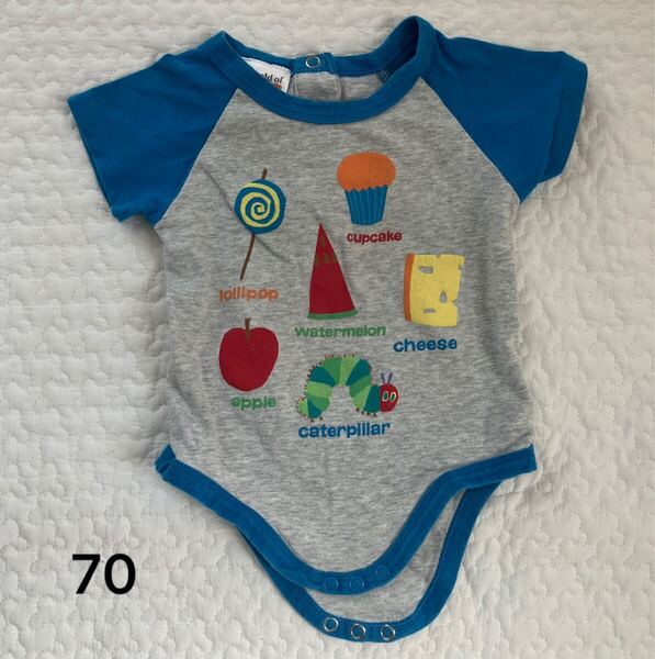 はらぺこあおむし 半袖ボディスーツ サイズ70 青 ベビー服 キッズ 男の子