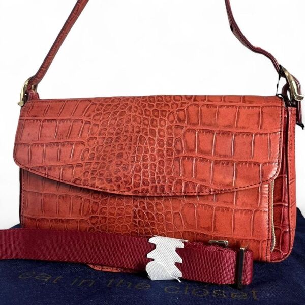 新品 未使用 cat in the closet キャットインザクローゼット 2way ショルダーバッグ レザー クロコ 型押し