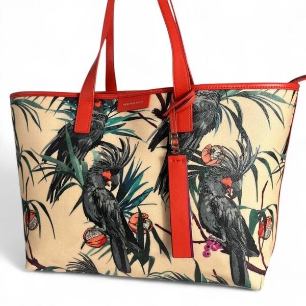 希少 極美品 PS by Paul Smith ピーエスバイ ポールスミス トートバッグ オウム ボタニカル 花柄 肩掛け 大容量
