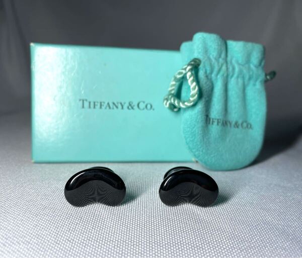美品 Tiffany ティファニー エルサペレッティ ブラック ジェイド ビーン ビーンズ カフス SV925 シルバー 付属品あり アクセサリー
