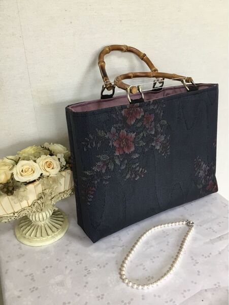 花ぷらら・オリジナル・洋服でも着物でも使える・ハンドメイド・リメイク・大島紬・カバン・トートバッグ・384