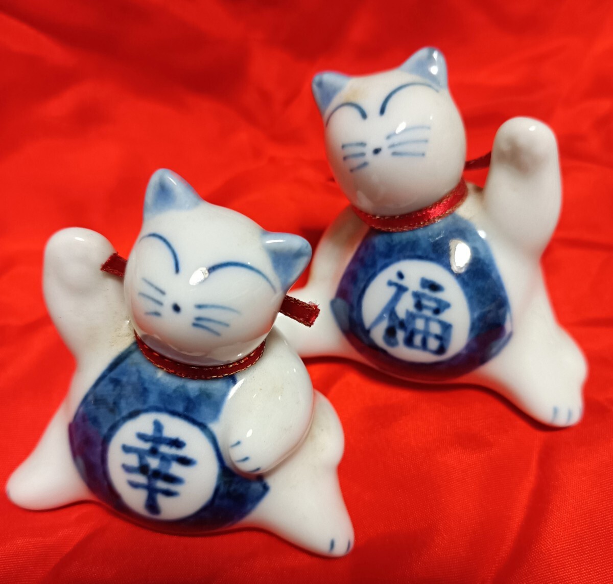 お年賀 開運 白黒ペア招き猫 インテリア雑貨 置物 玄関飾り 幸運